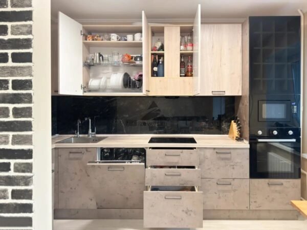 Кухня PO14 в системе Галифакс Белый/Синкрон Титанио