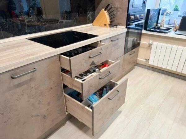 Кухня PO14 в системе Галифакс Белый/Синкрон Титанио