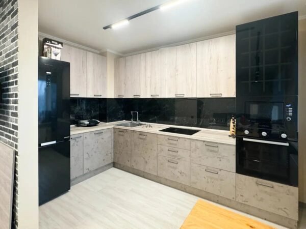 Кухня PO14 в системе Галифакс Белый/Синкрон Титанио