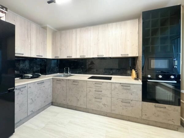 Кухня PO14 в системе Галифакс Белый/Синкрон Титанио