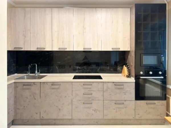 Кухня PO14 в системе Галифакс Белый/Синкрон Титанио