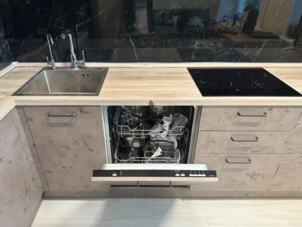 Кухня PO14 в системе Галифакс Белый/Синкрон Титанио